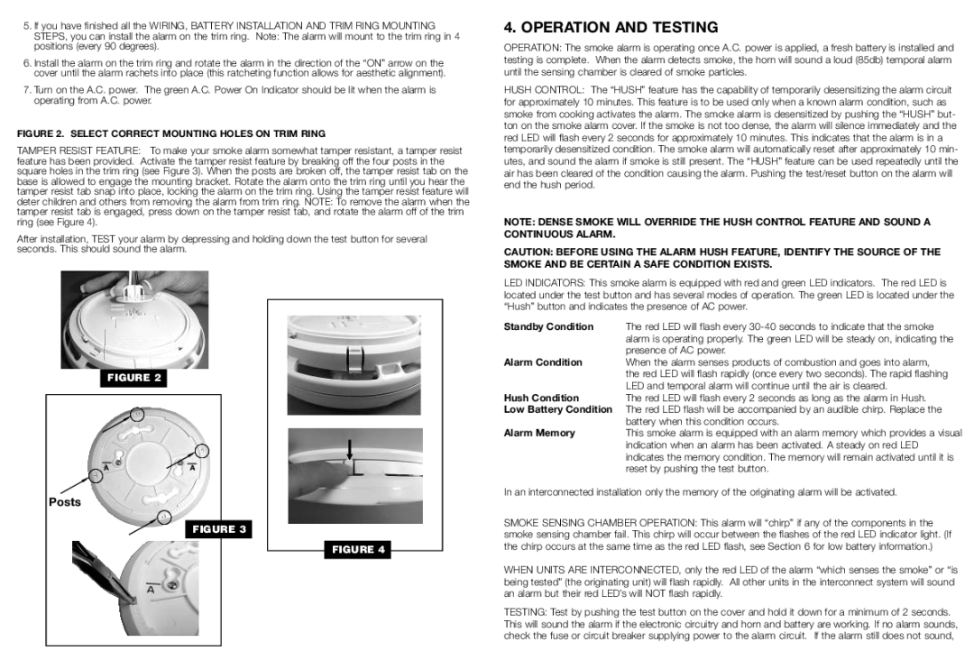 Kidde PI 2000 manual Operation and Testing, Standby Condition 