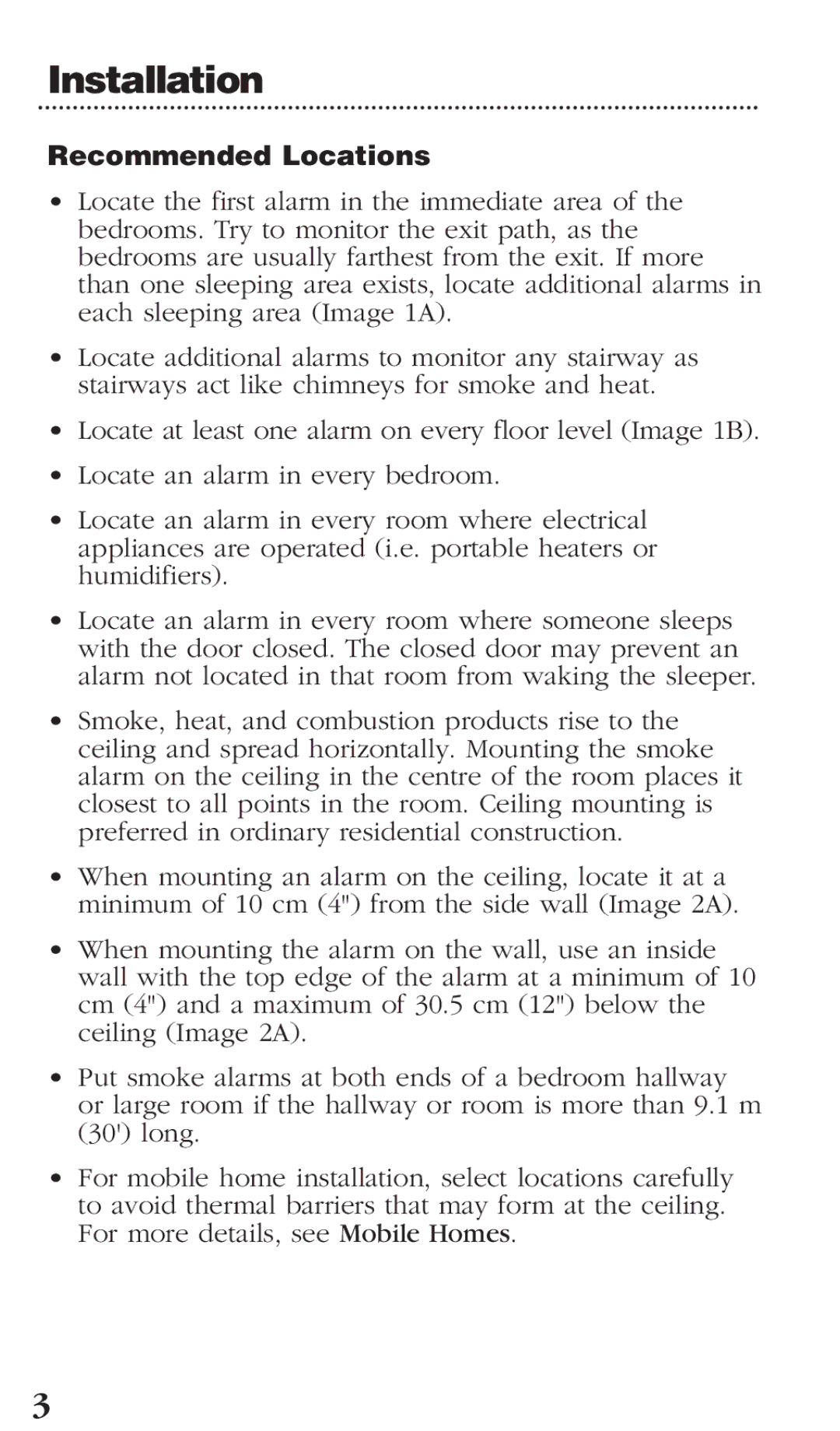 Kidde PI2000CA manual Recommended Locations 