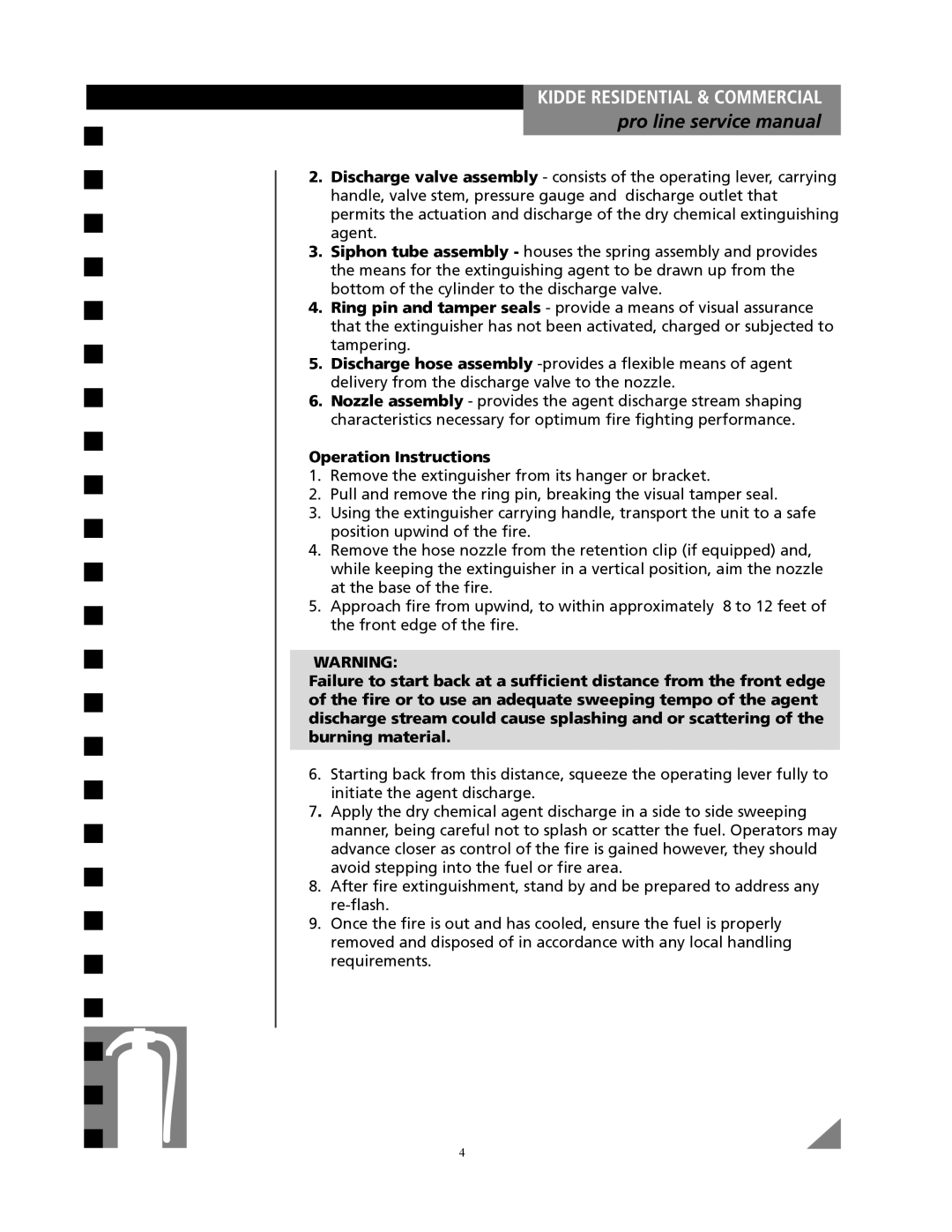 Kidde Pro line service manual Operation Instructions 