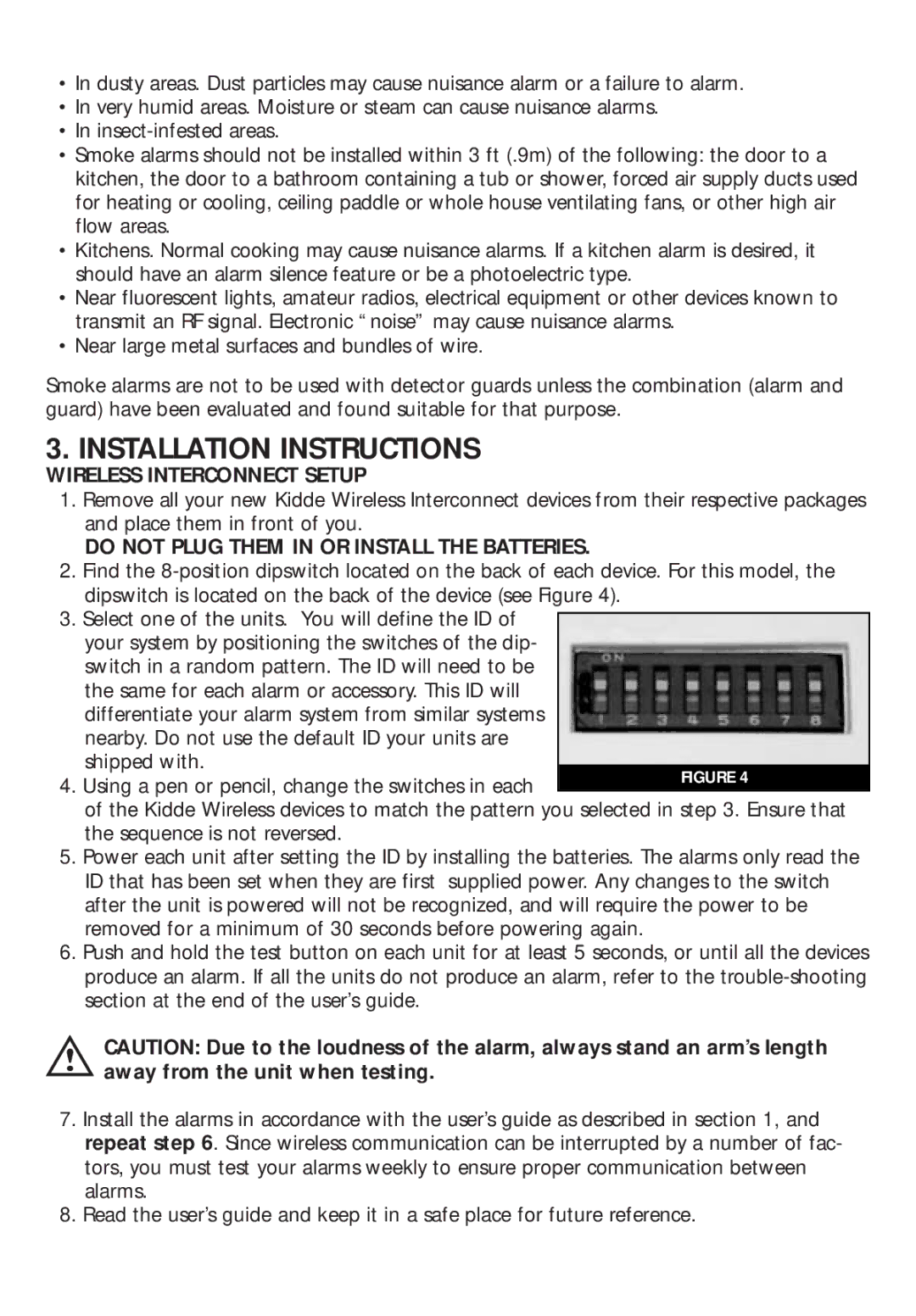 Kidde RF-SM-DC manual Installation Instructions, Wireless Interconnect Setup, Do not Plug Them in or Install the Batteries 