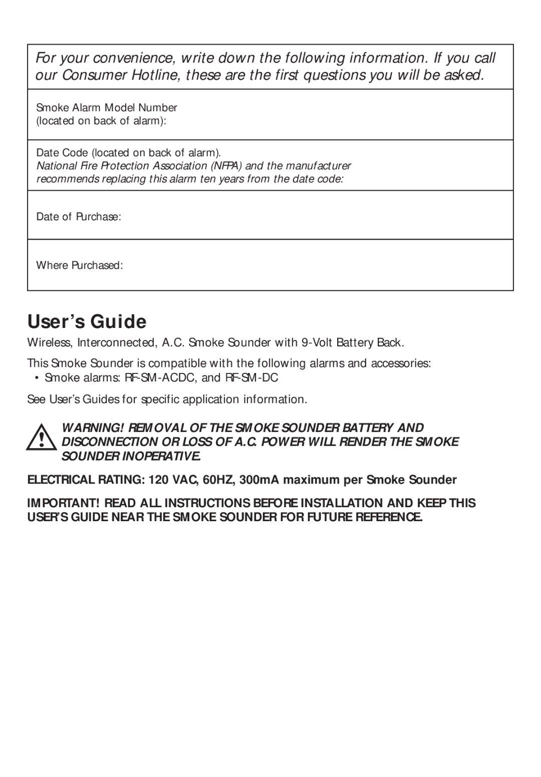 Kidde RF-SND manual User’s Guide 