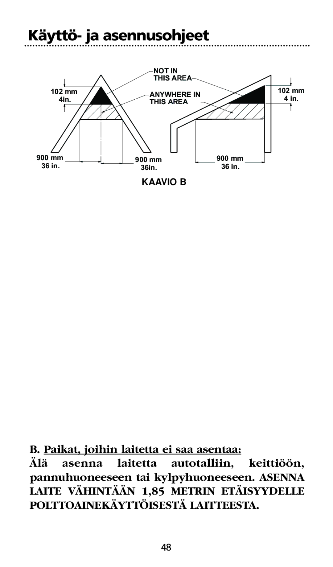 Kidde SMOKE AND CARBON MONOXIDE ALARM installation instructions Kaavio B 