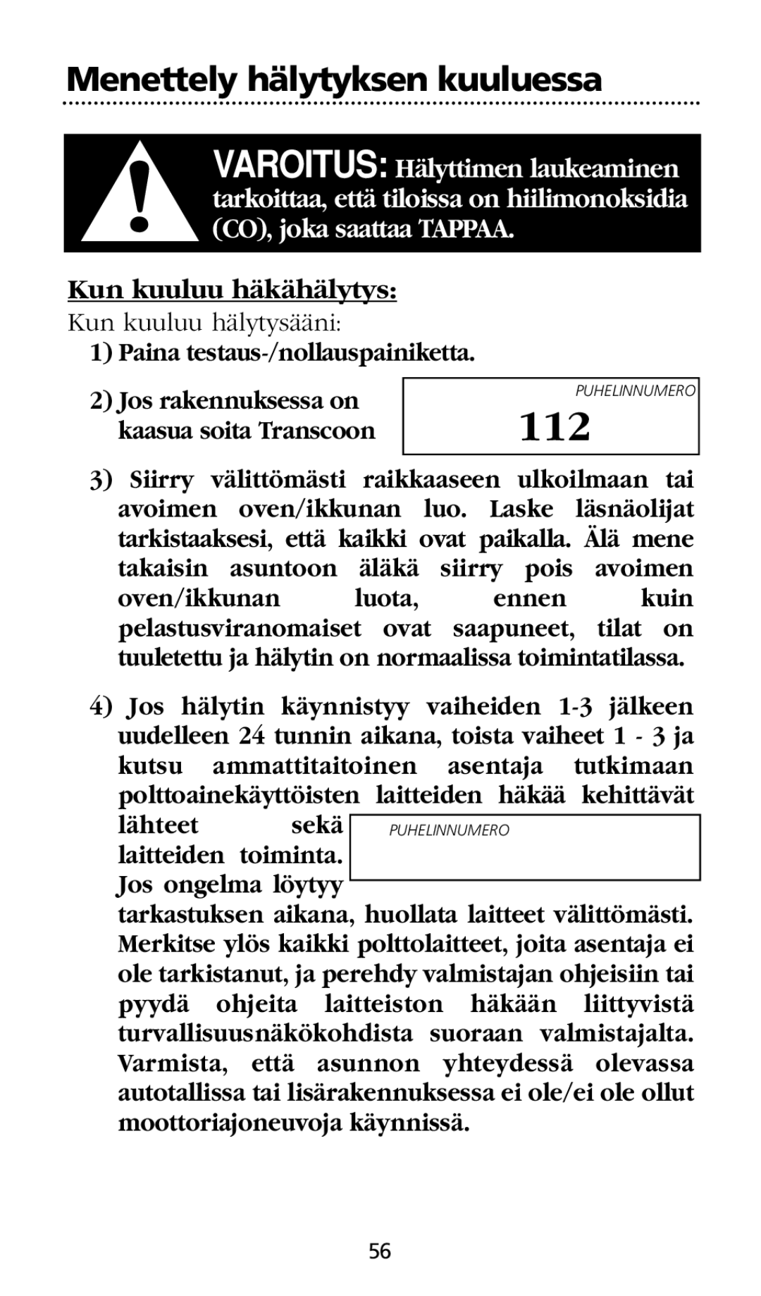 Kidde SMOKE AND CARBON MONOXIDE ALARM installation instructions 112 