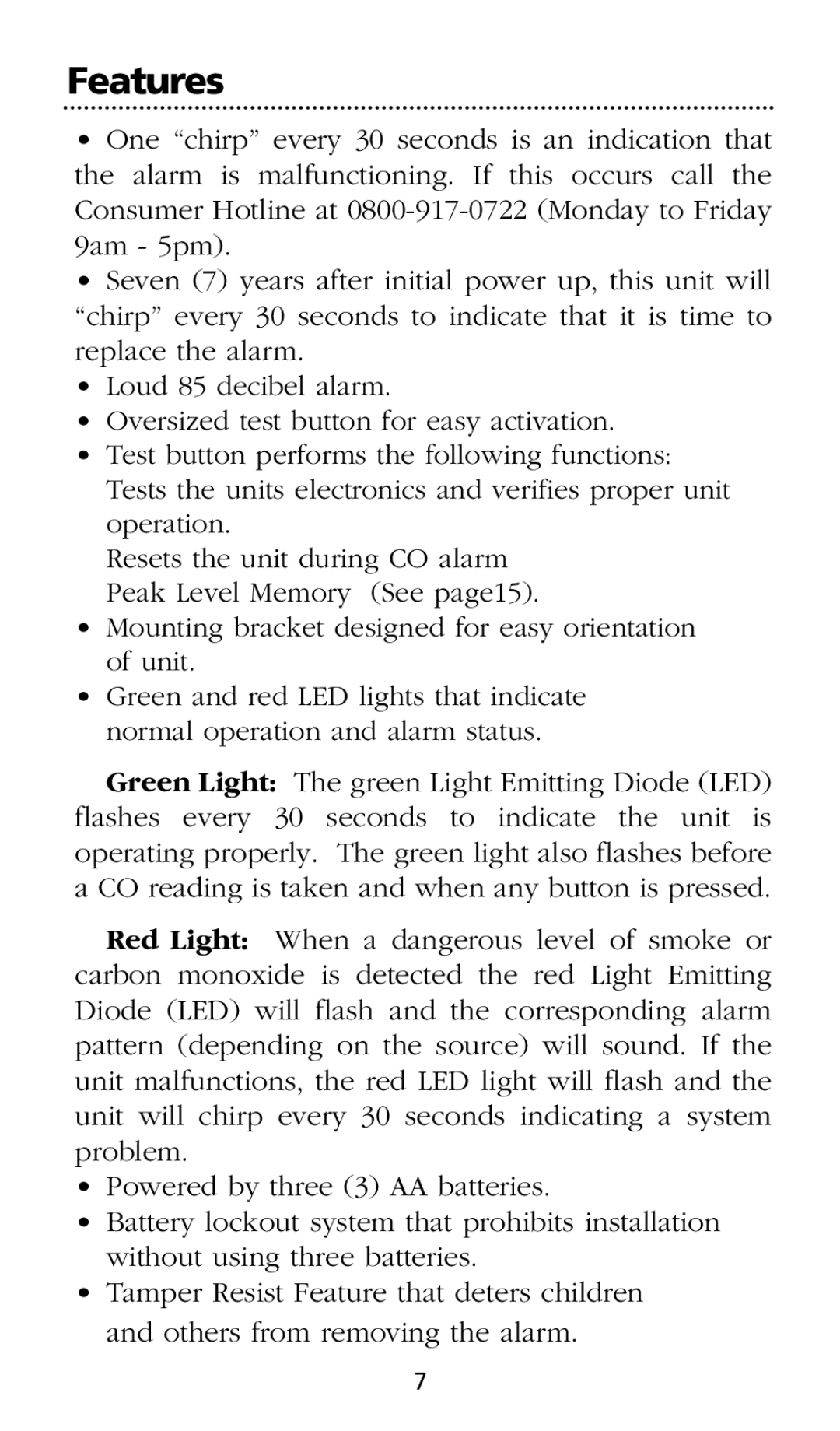 Kidde SMOKE AND CARBON MONOXIDE ALARM installation instructions Features 