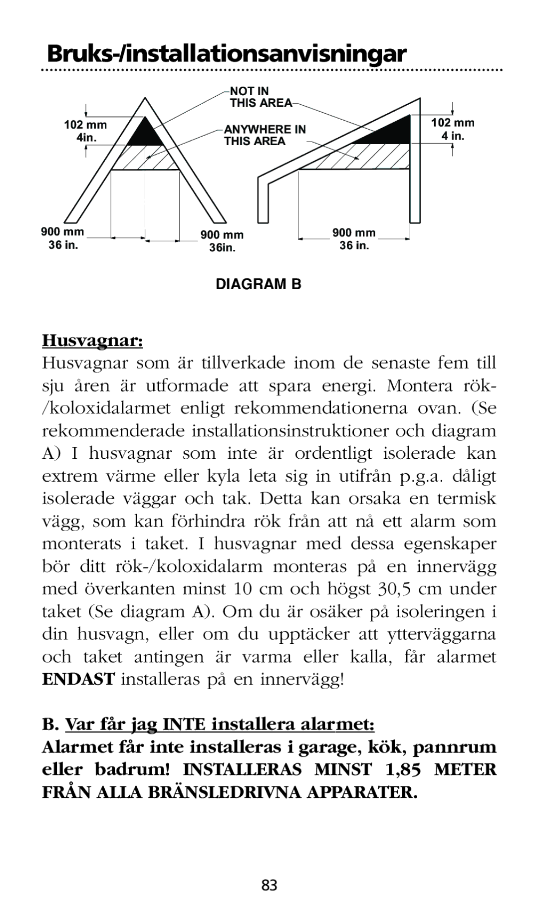 Kidde SMOKE AND CARBON MONOXIDE ALARM installation instructions Husvagnar 