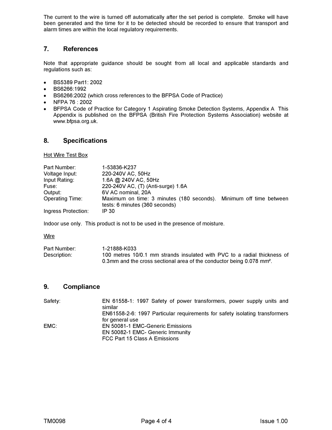 Kidde TM0098 manual References, Specifications, Compliance 