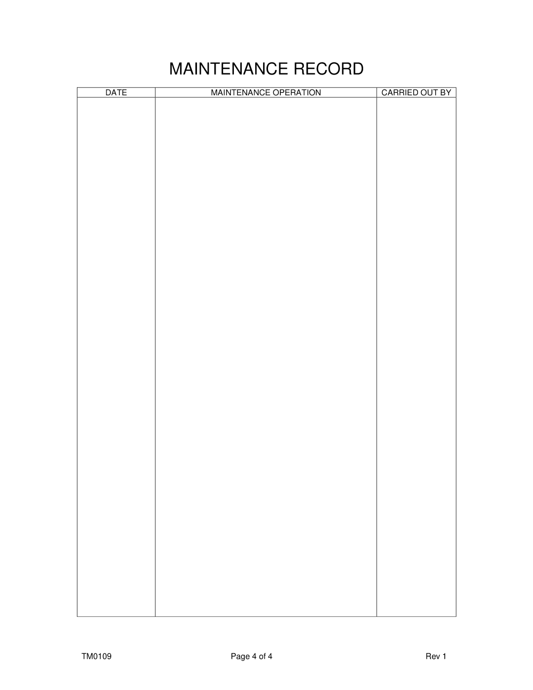 Kidde TM0109 manual Date Maintenance Operation Carried OUT by 