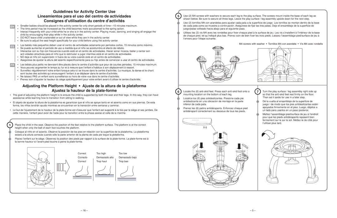 Kids II 6803-NU manual Ajustez la hauteur de la plate-forme 