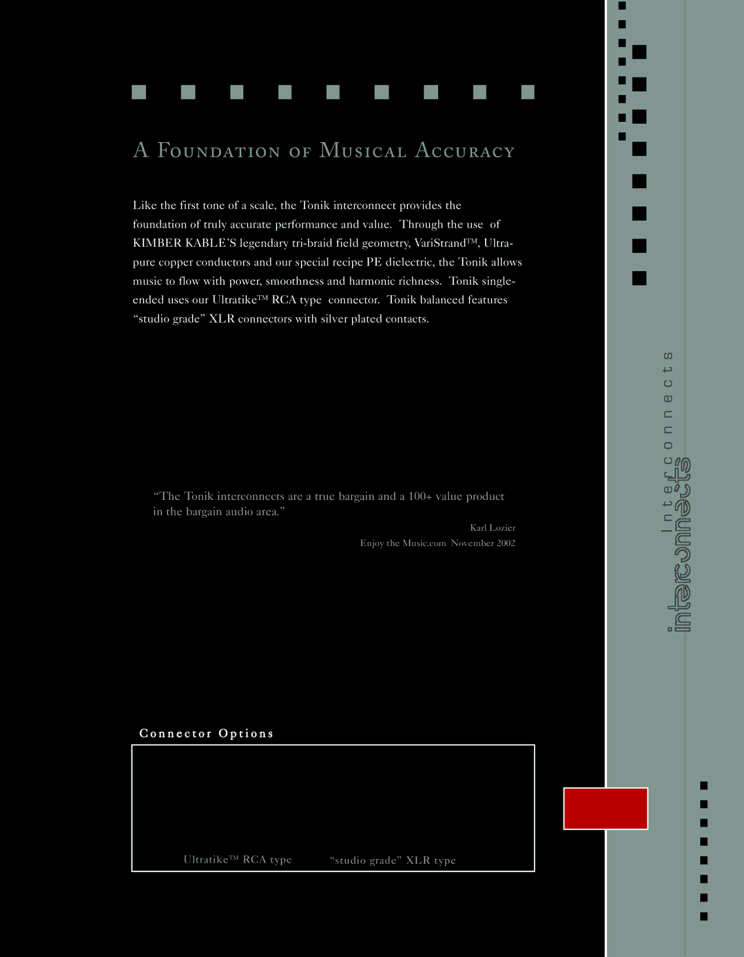 Kimber Kable PowerKordsTM manual Foundation of Musical Accuracy 