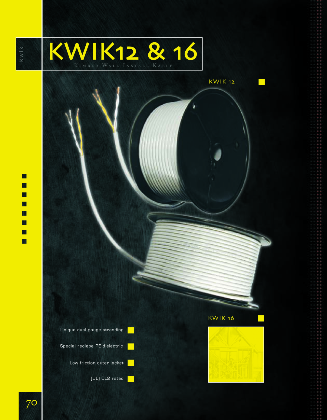 Kimber Kable PowerKordsTM manual KWIK12, Kwik Kwik, K w i k, K i m b e r W a l l I n s t a l l K a b l e 