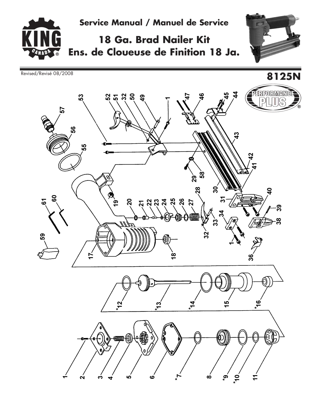 King Canada 8125N service manual 18 Ga. Brad Nailer Kit Ens. de Cloueuse de Finition 18 Ja 