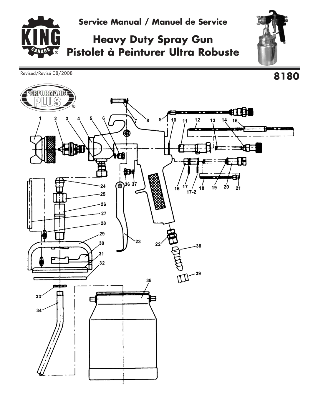 King Canada 8180 service manual Heavy Duty Spray Gun Pistolet à Peinturer Ultra Robuste 