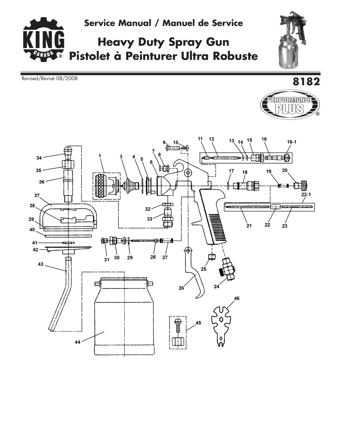 King Canada 8182 service manual Heavy Duty Spray Gun Pistolet à Peinturer Ultra Robuste 