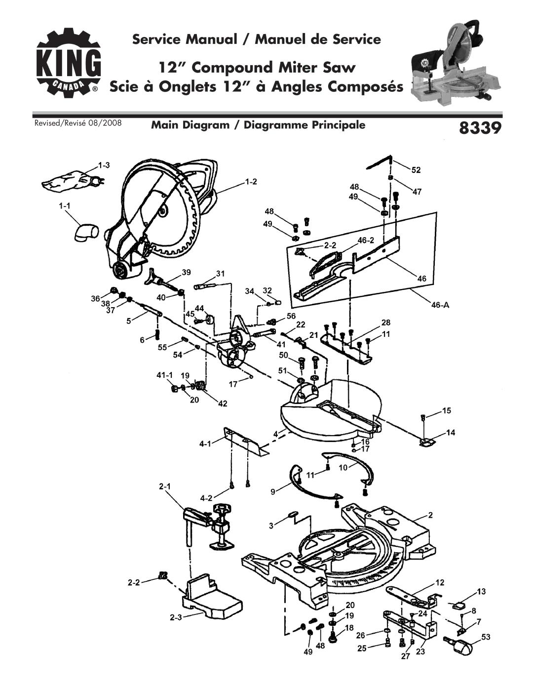 King Canada 8339 service manual 