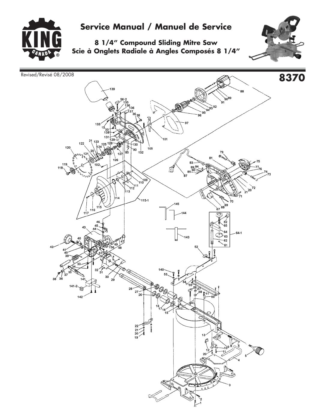 King Canada 8370 service manual 