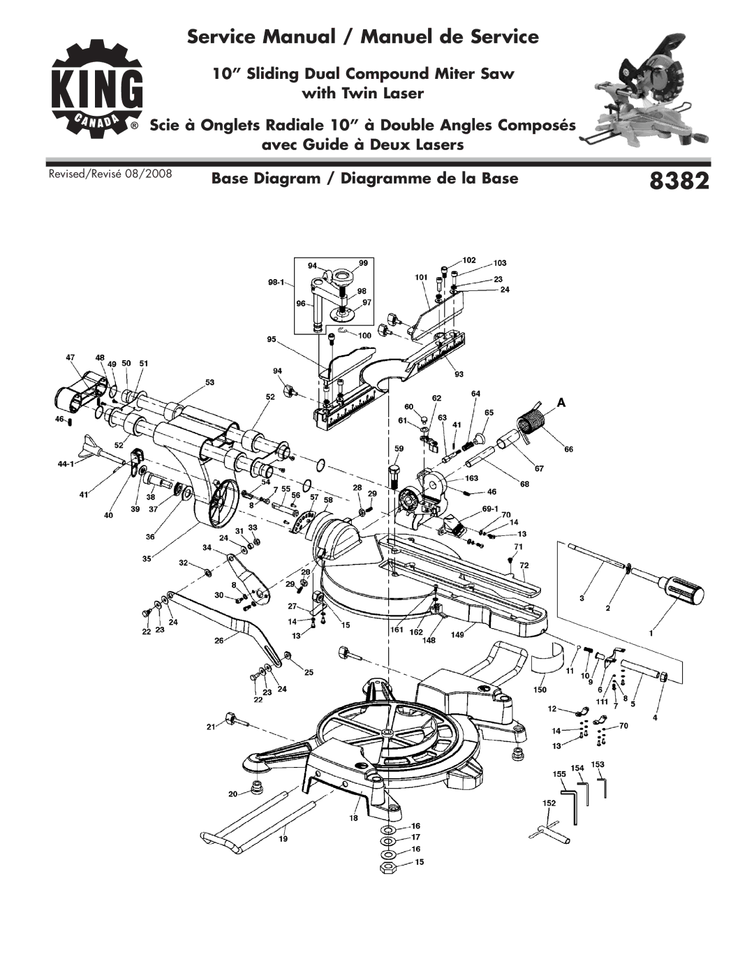 King Canada 8382 service manual 