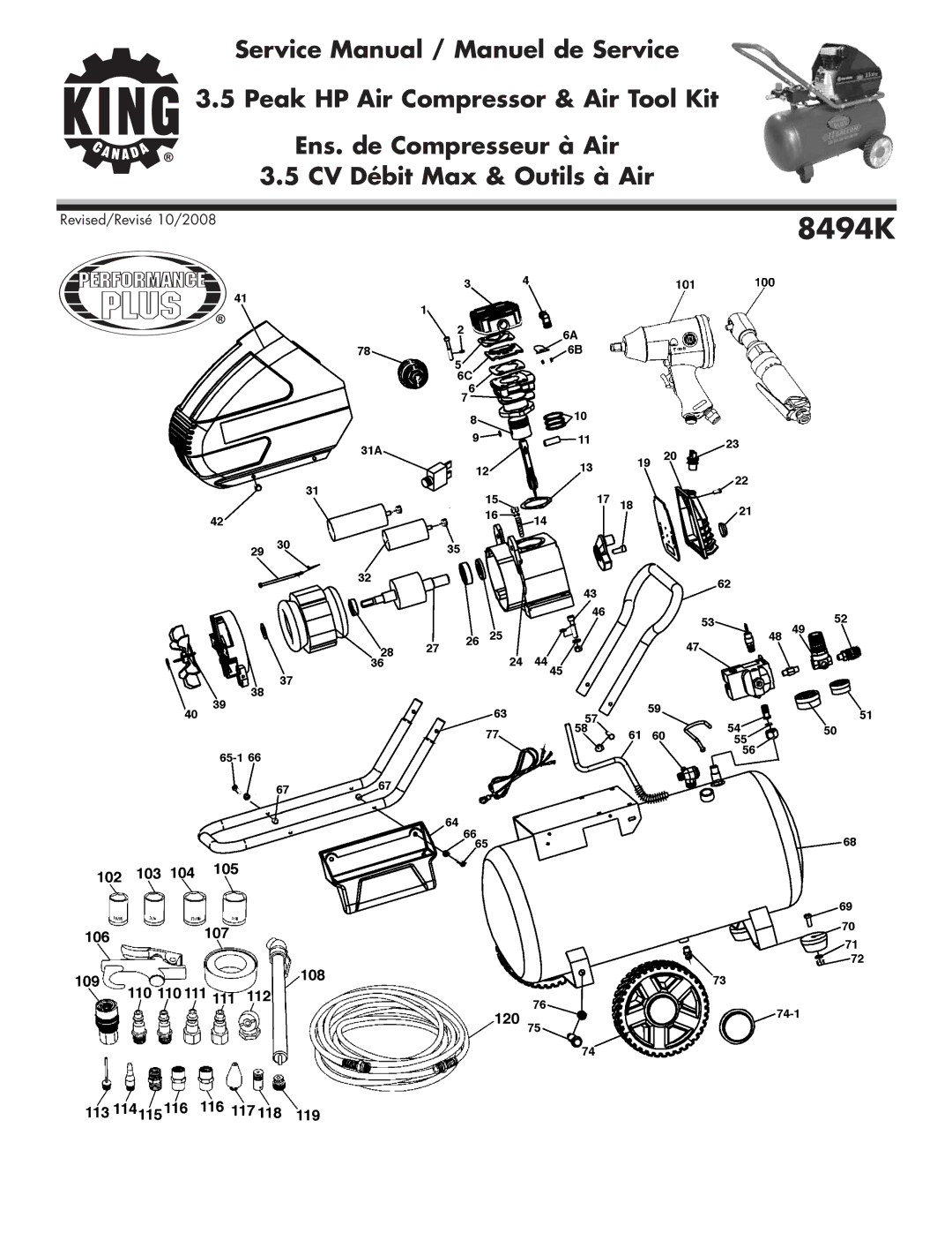 King Canada 8494K service manual 