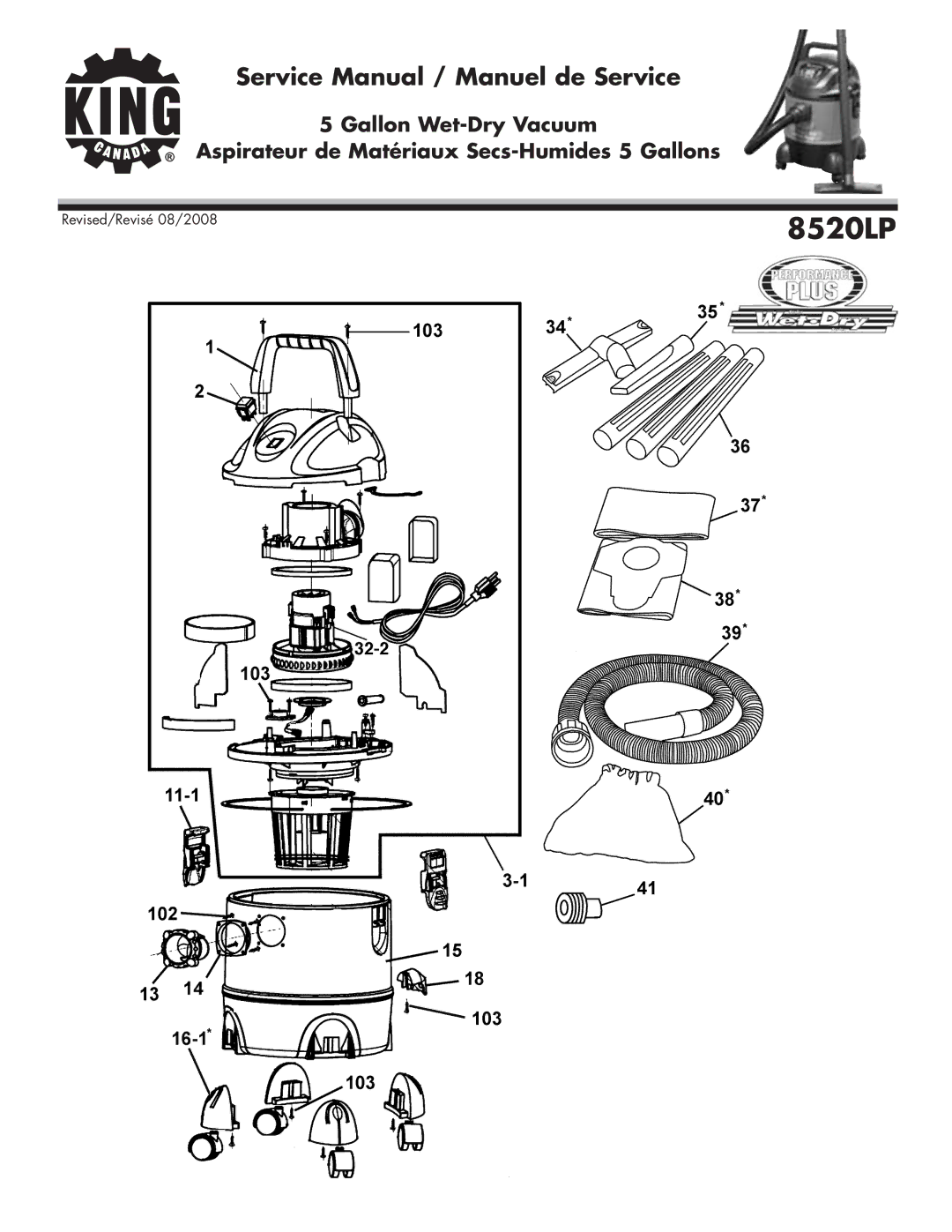 King Canada 8520LP service manual 