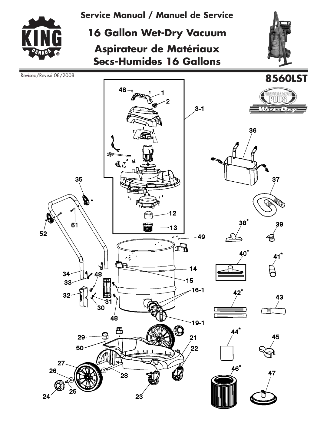 King Canada 8560LST service manual 