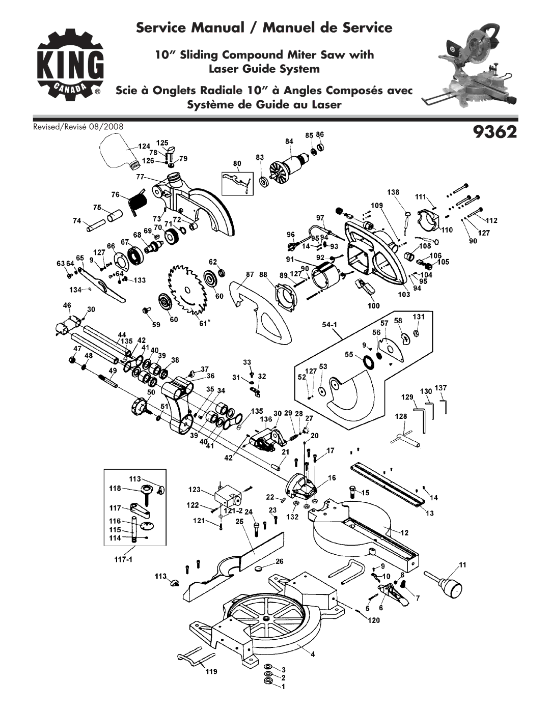 King Canada 9362N service manual 