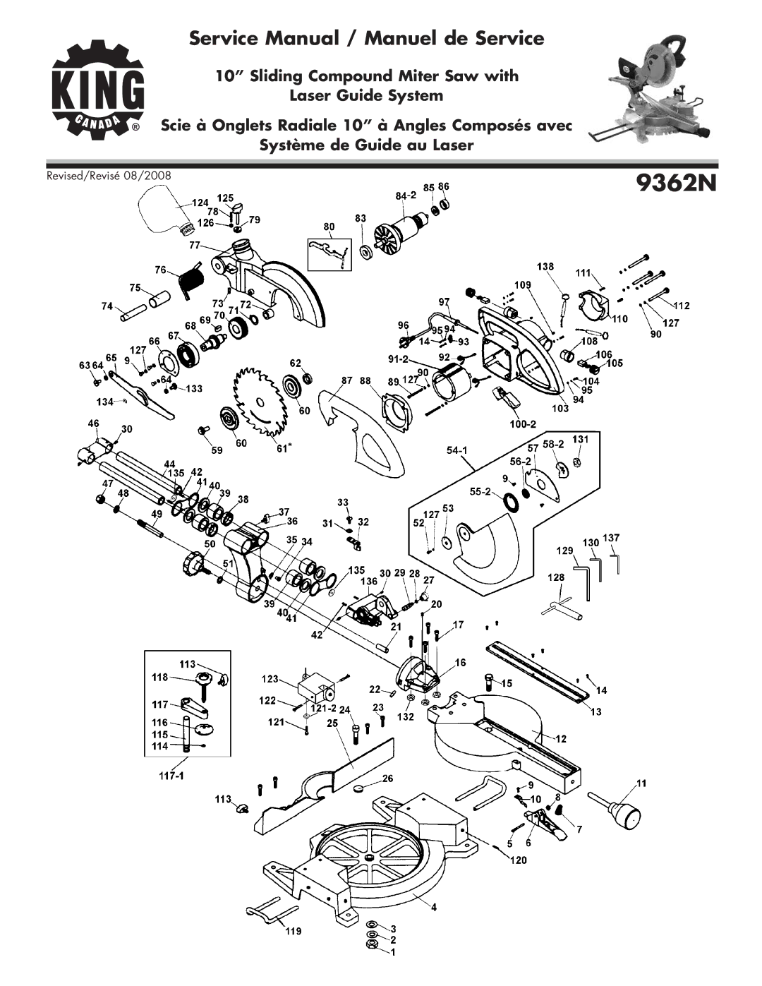 King Canada 9362N service manual 