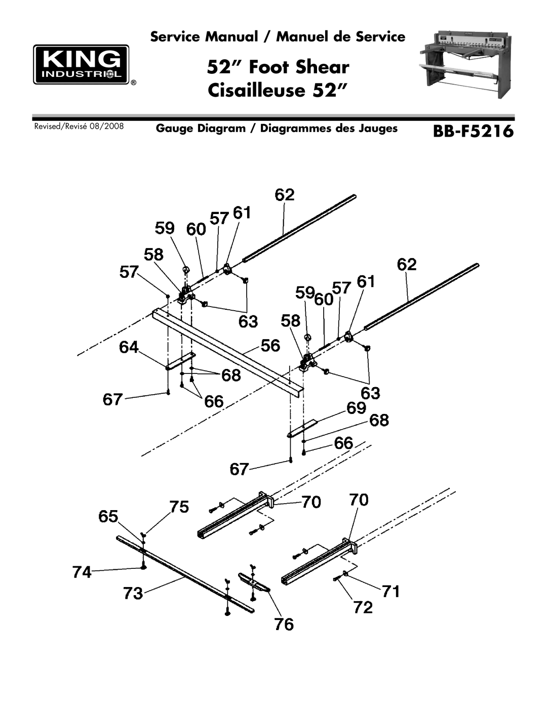 King Canada BB-F5216 service manual Gauge Diagram / Diagrammes des Jauges 