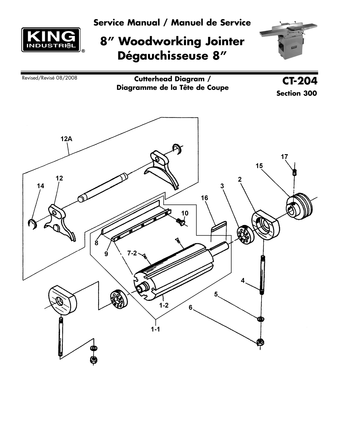 King Canada CT-204 service manual Cutterhead Diagram 