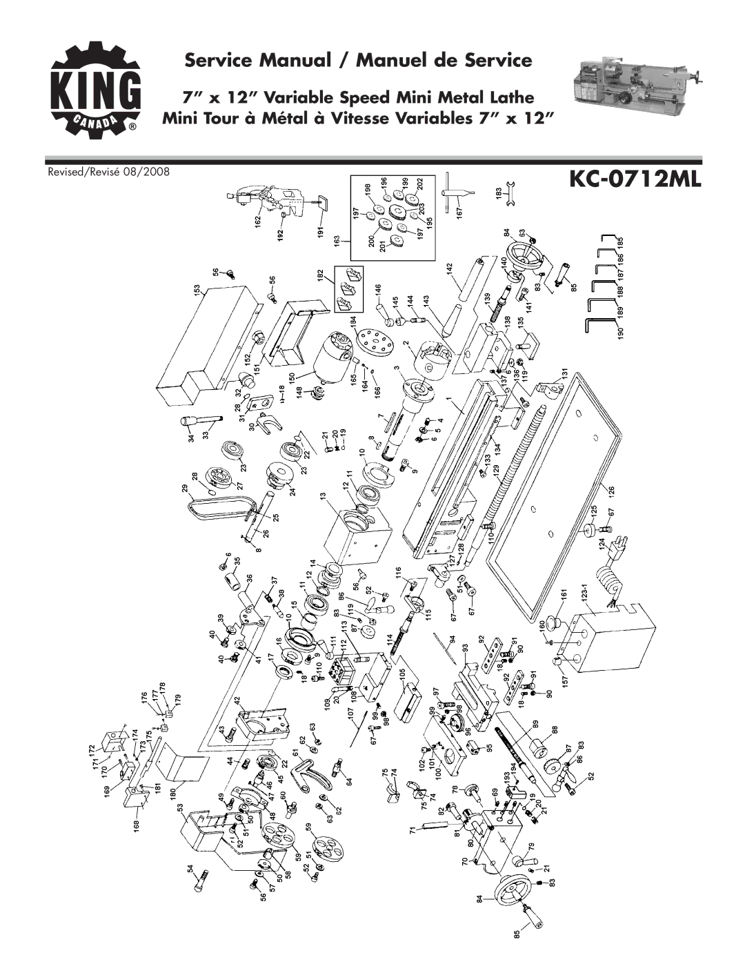 King Canada KC-0712ML service manual 