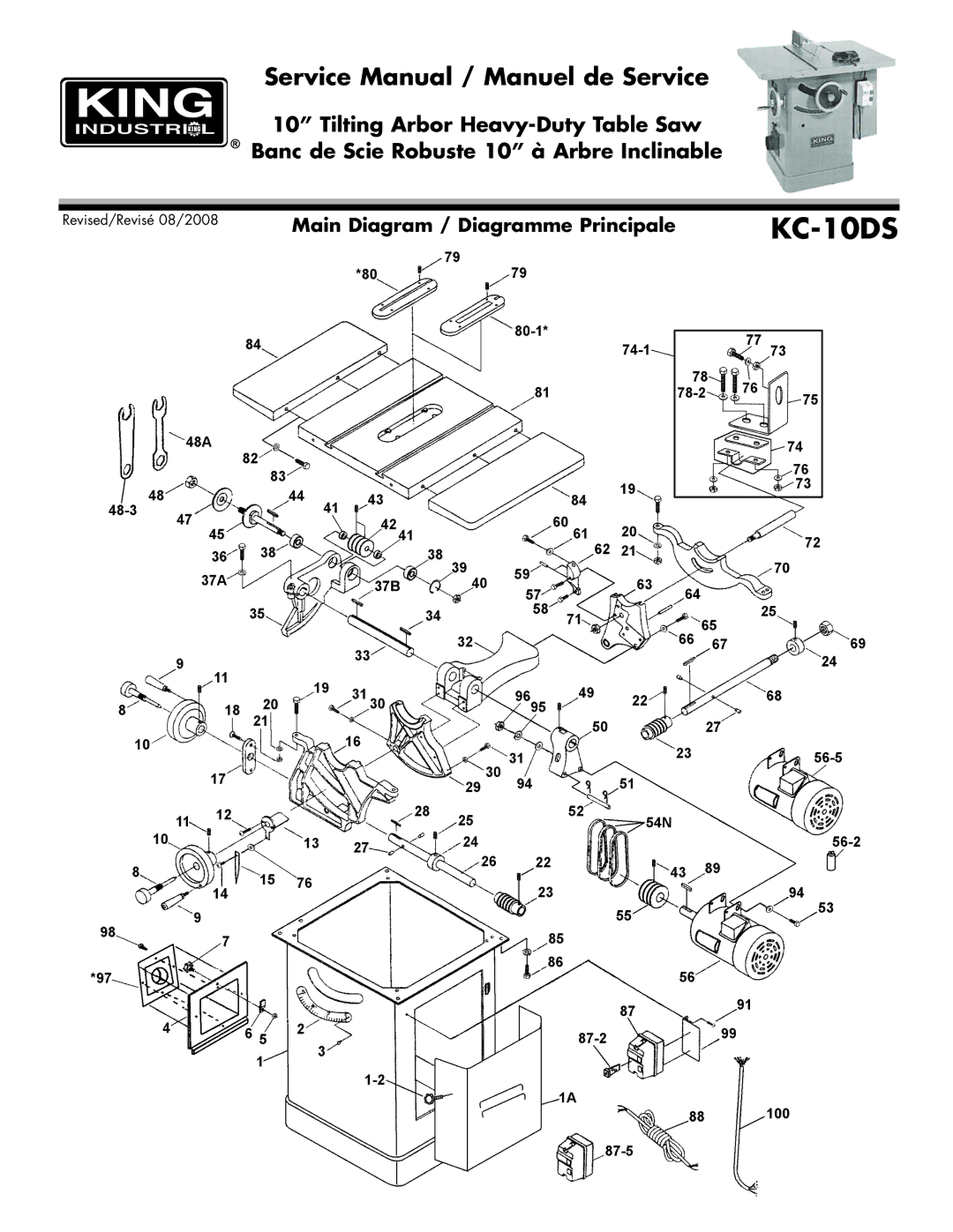 King Canada KC-10DS service manual 