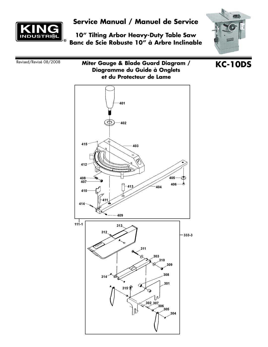 King Canada KC-10DS service manual 