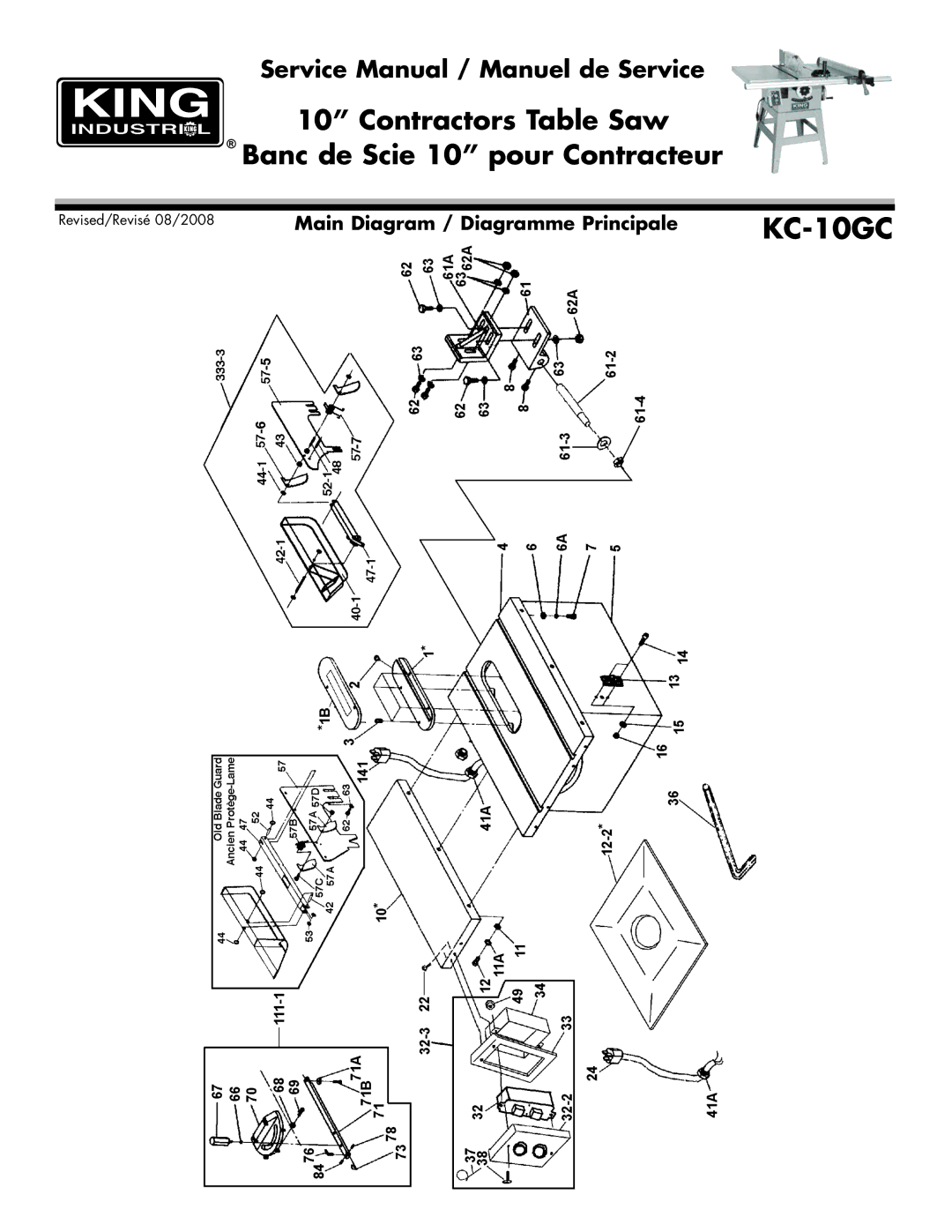 King Canada KC-10GC service manual 