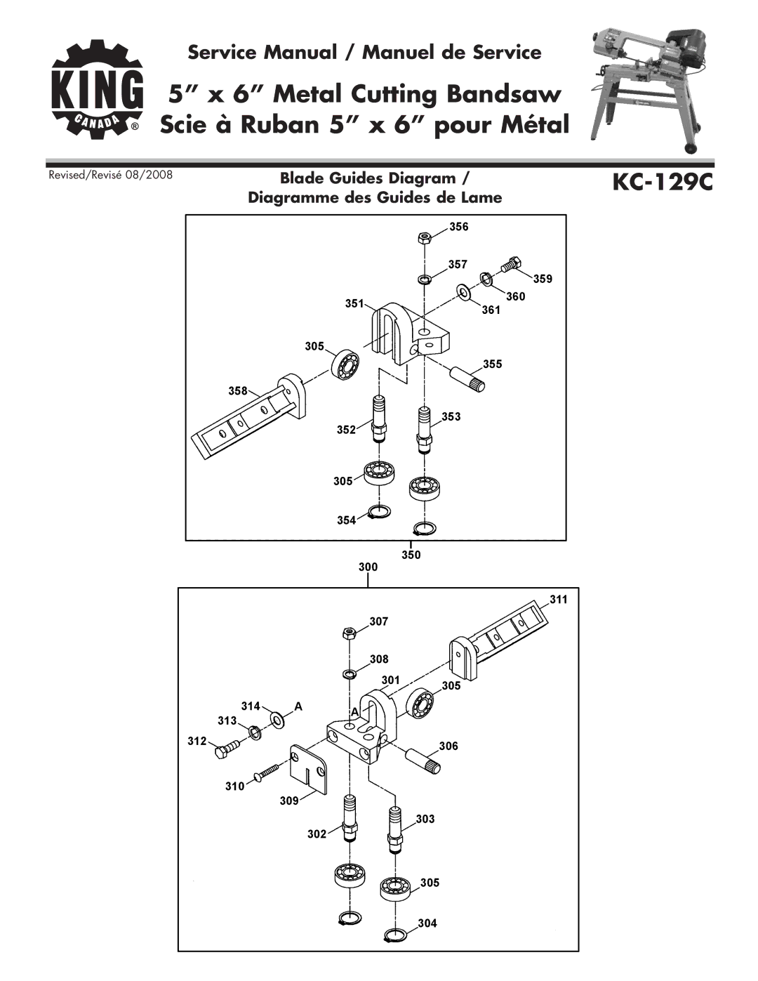 King Canada KC-129C service manual Blade Guides Diagram 