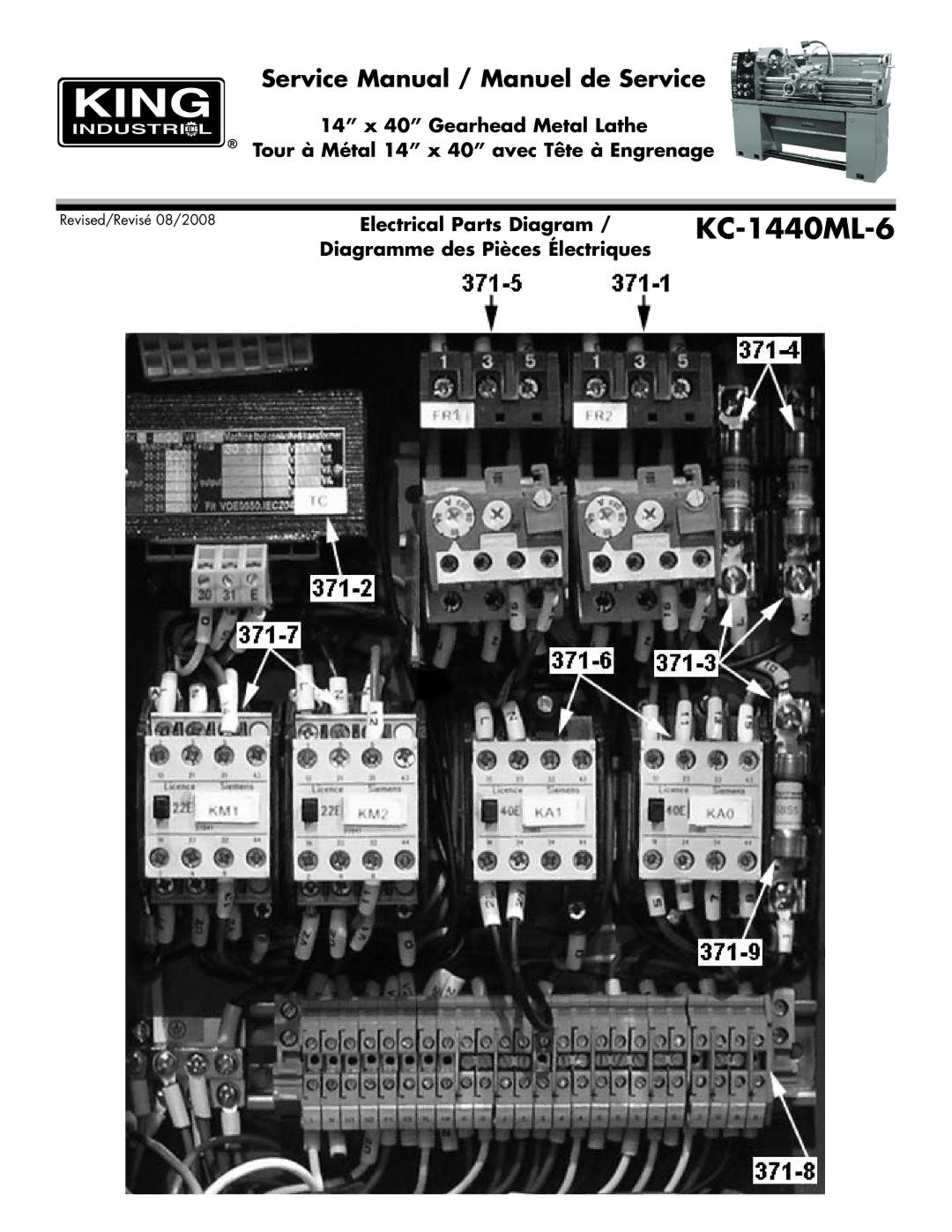 King Canada KC-1440ML-6 service manual Electrical Parts Diagram 