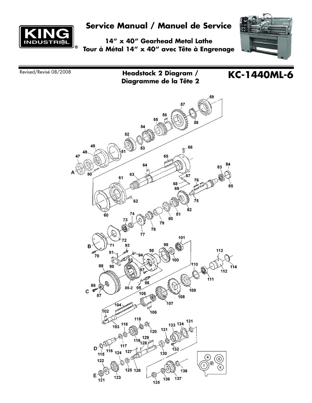 King Canada KC-1440ML-6 service manual Headstock 2 Diagram 