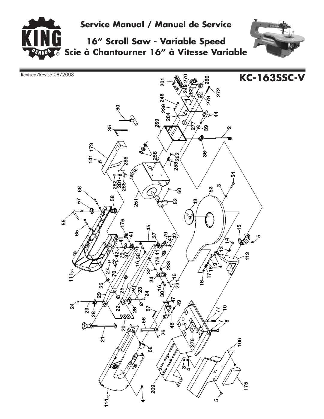 King Canada KC-163SSC-V service manual 