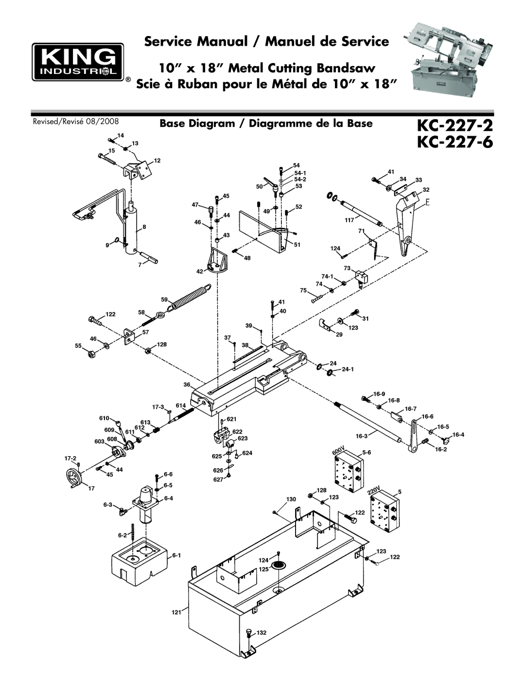 King Canada KC-227-6, KC-227-2 service manual Base Diagram / Diagramme de la Base 