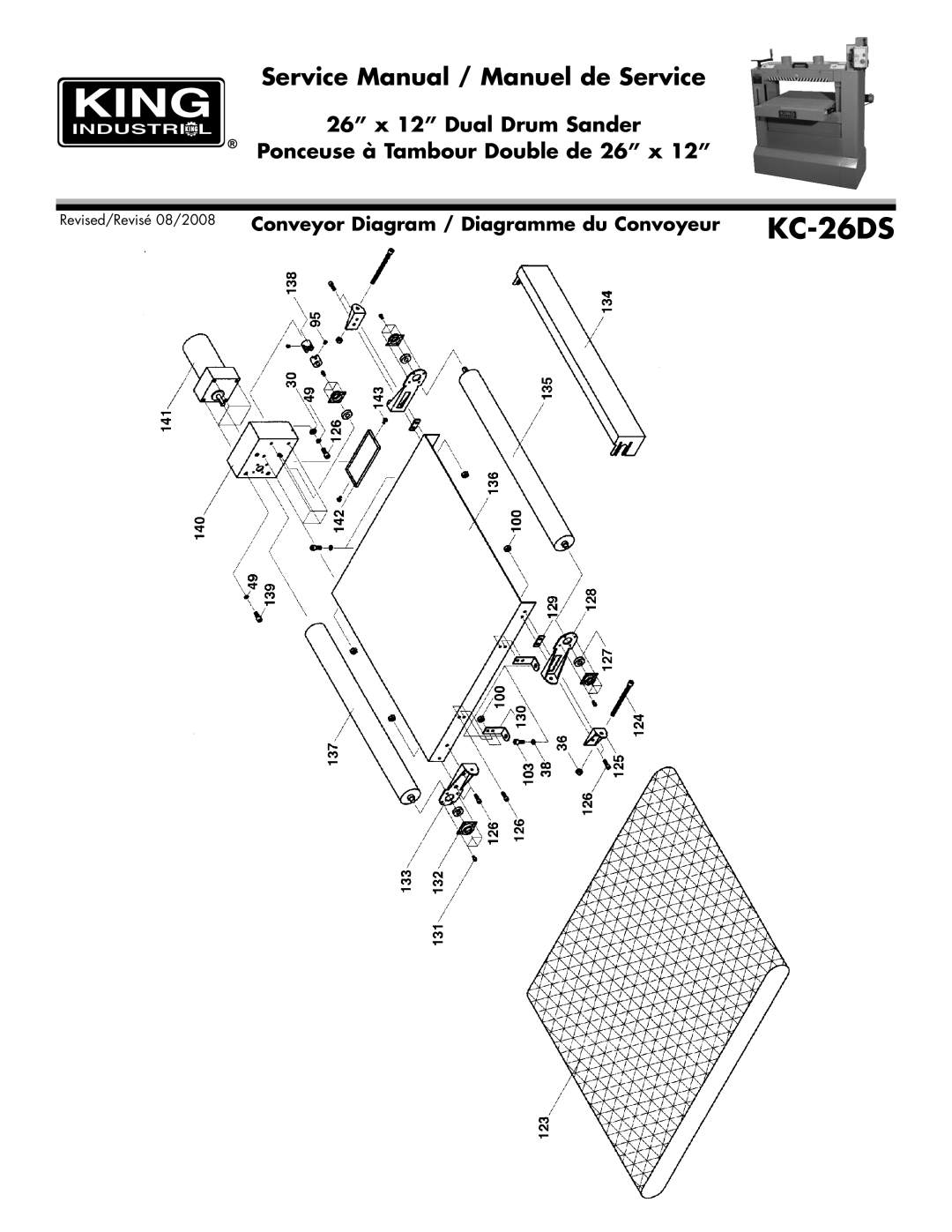 King Canada KC-26DS service manual Conveyor Diagram / Diagramme du Convoyeur 