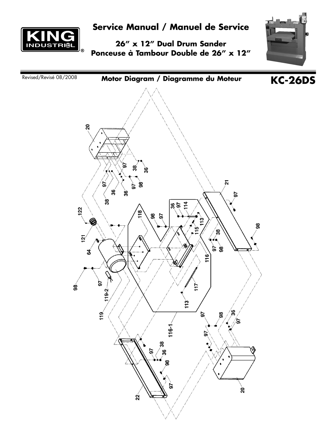 King Canada KC-26DS service manual Motor Diagram / Diagramme du Moteur 