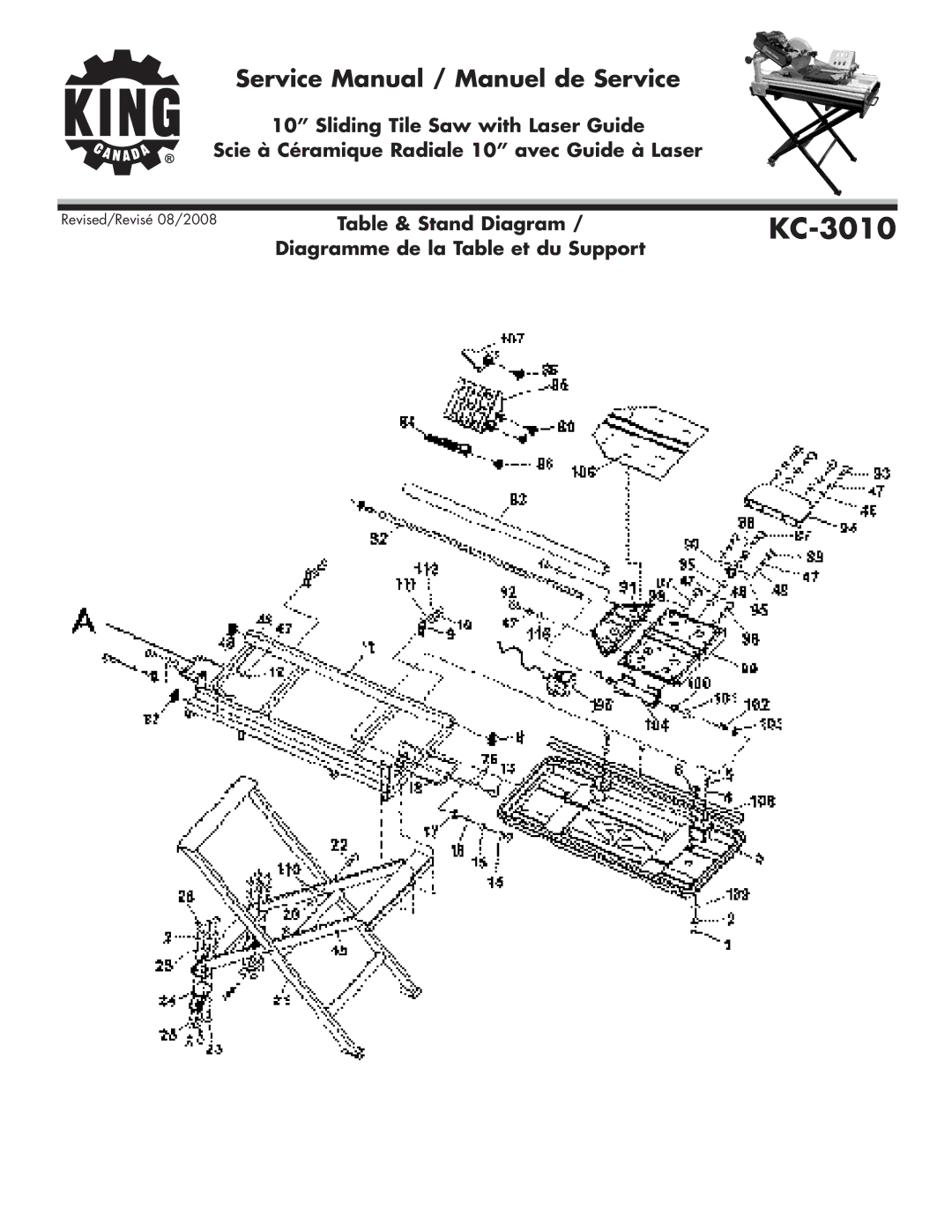 King Canada KC-3010 service manual 