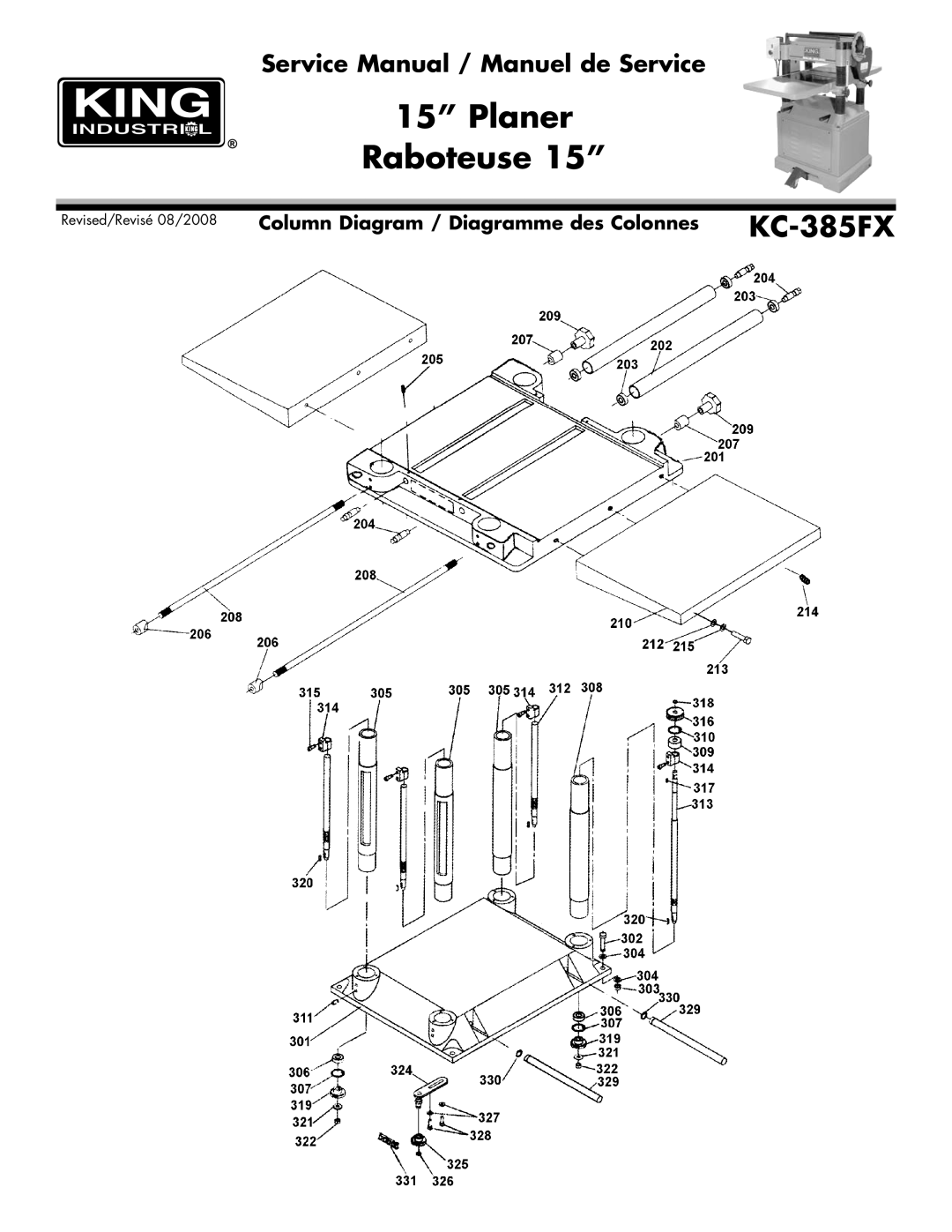 King Canada KC-385FX service manual Column Diagram / Diagramme des Colonnes 