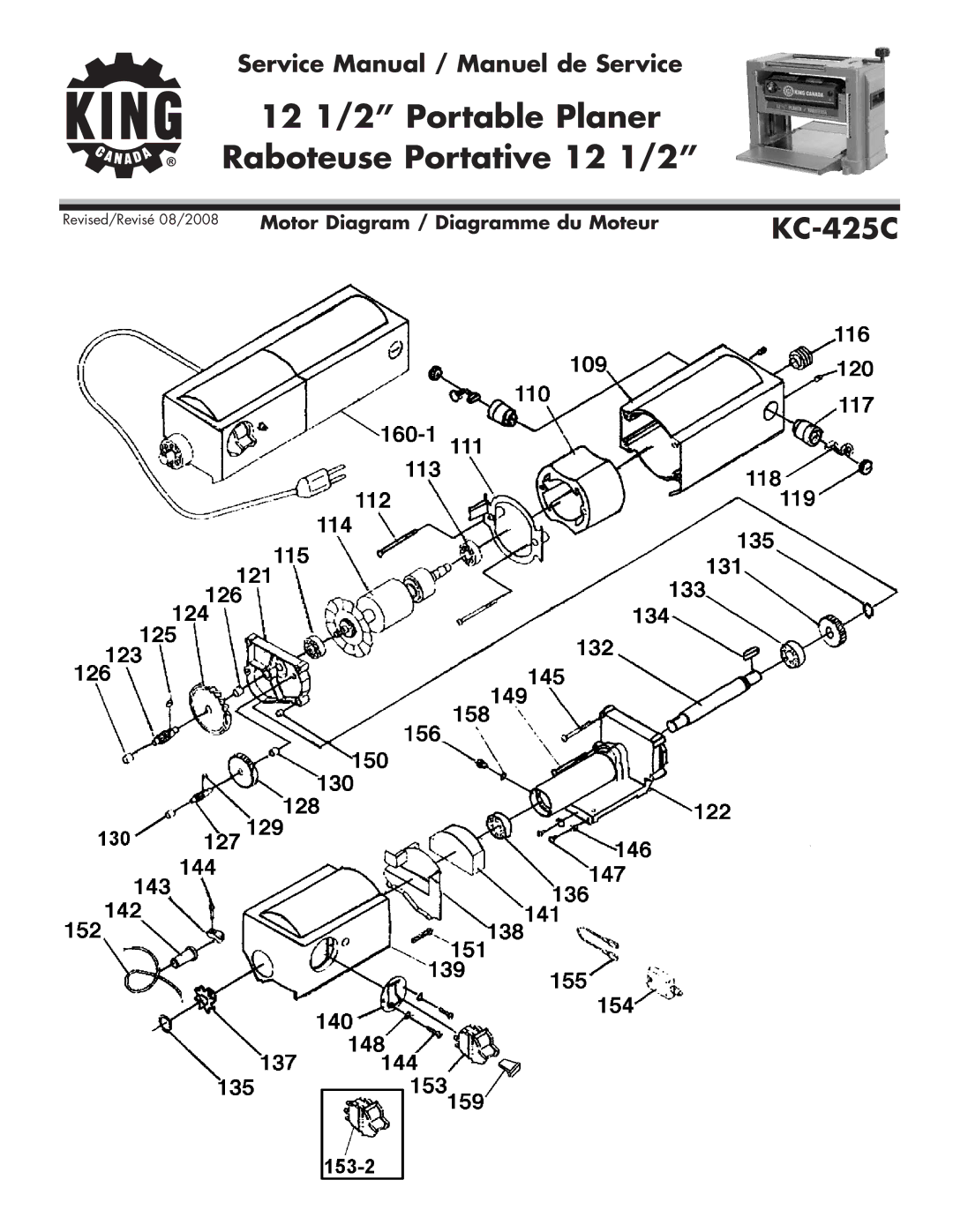 King Canada KC-425C service manual Motor Diagram / Diagramme du Moteur 