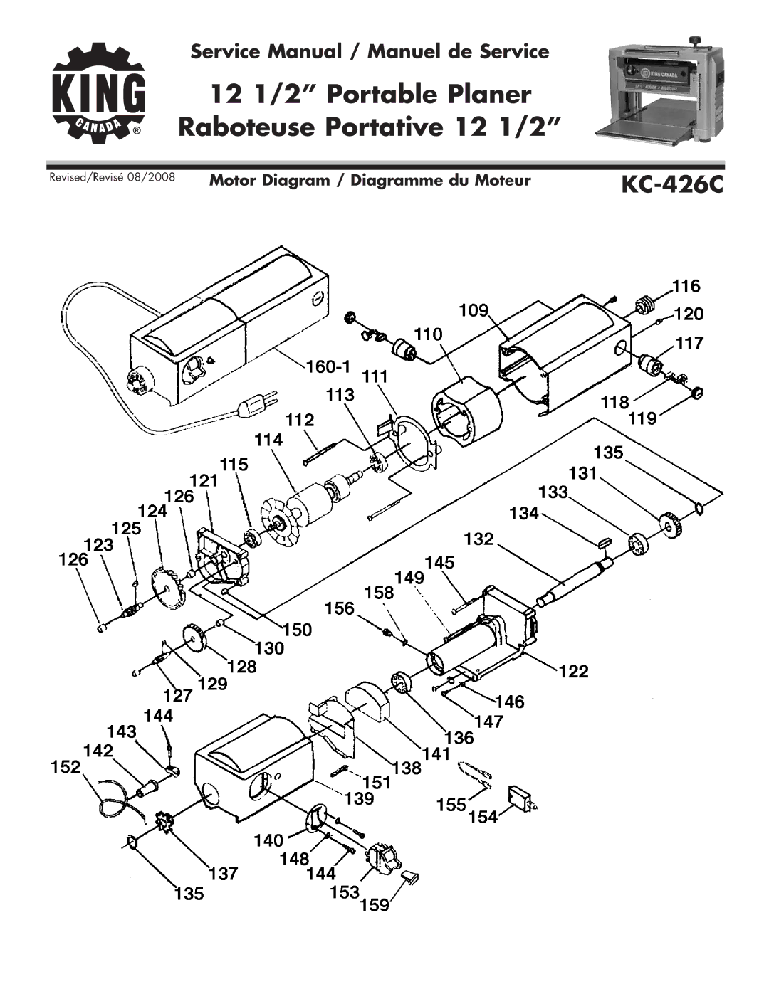 King Canada KC-426C service manual Motor Diagram / Diagramme du Moteur 