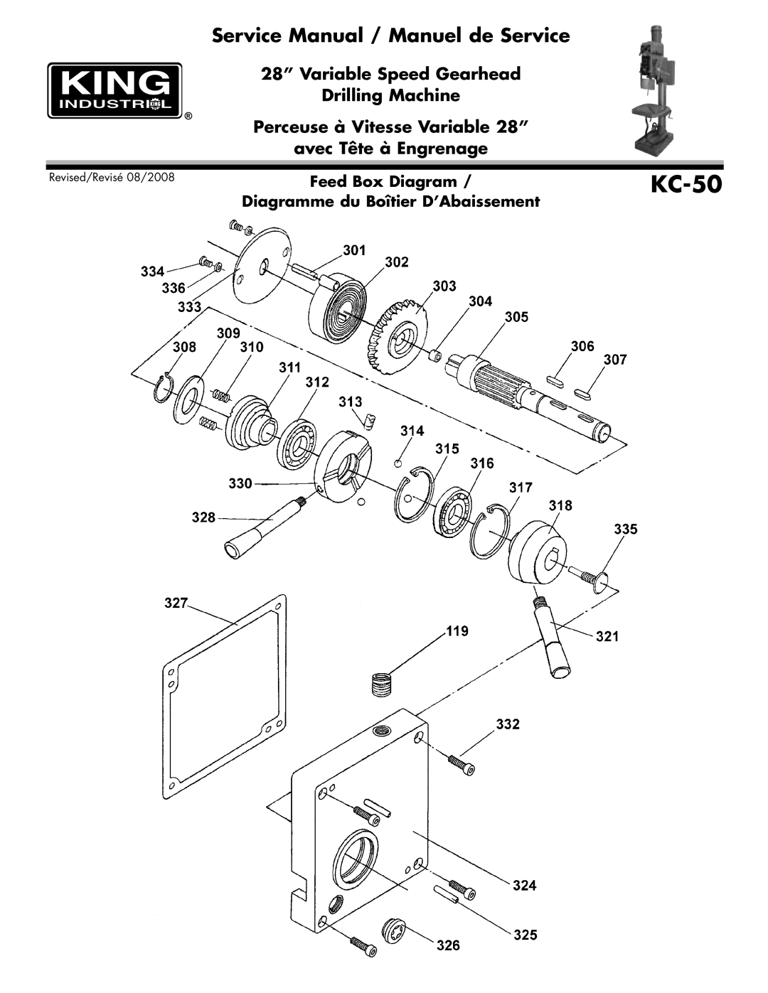 King Canada KC-50 service manual Feed Box Diagram 