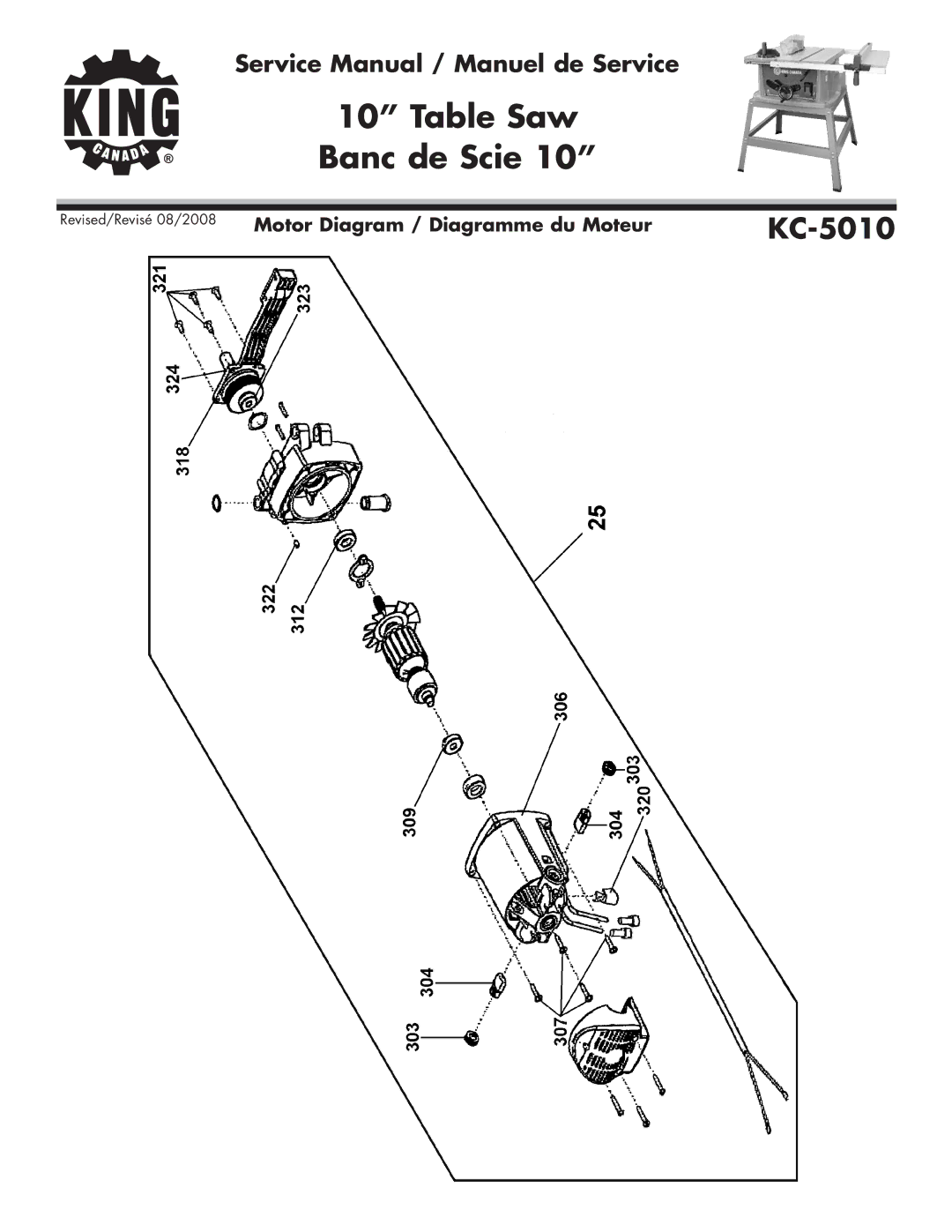 King Canada KC-5010 service manual Motor Diagram / Diagramme du Moteur 