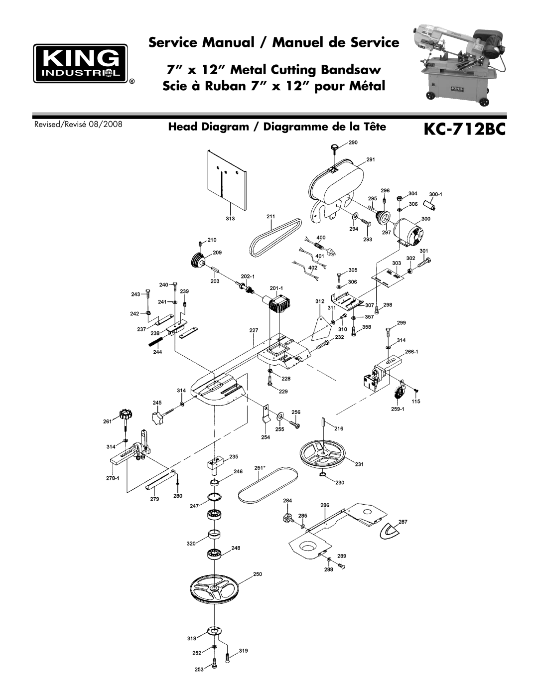 King Canada KC-712BC service manual Head Diagram / Diagramme de la Tête 