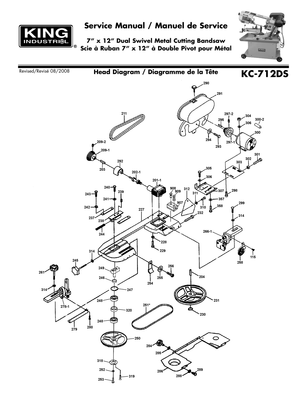 King Canada KC-712DS service manual Head Diagram / Diagramme de la Tête 