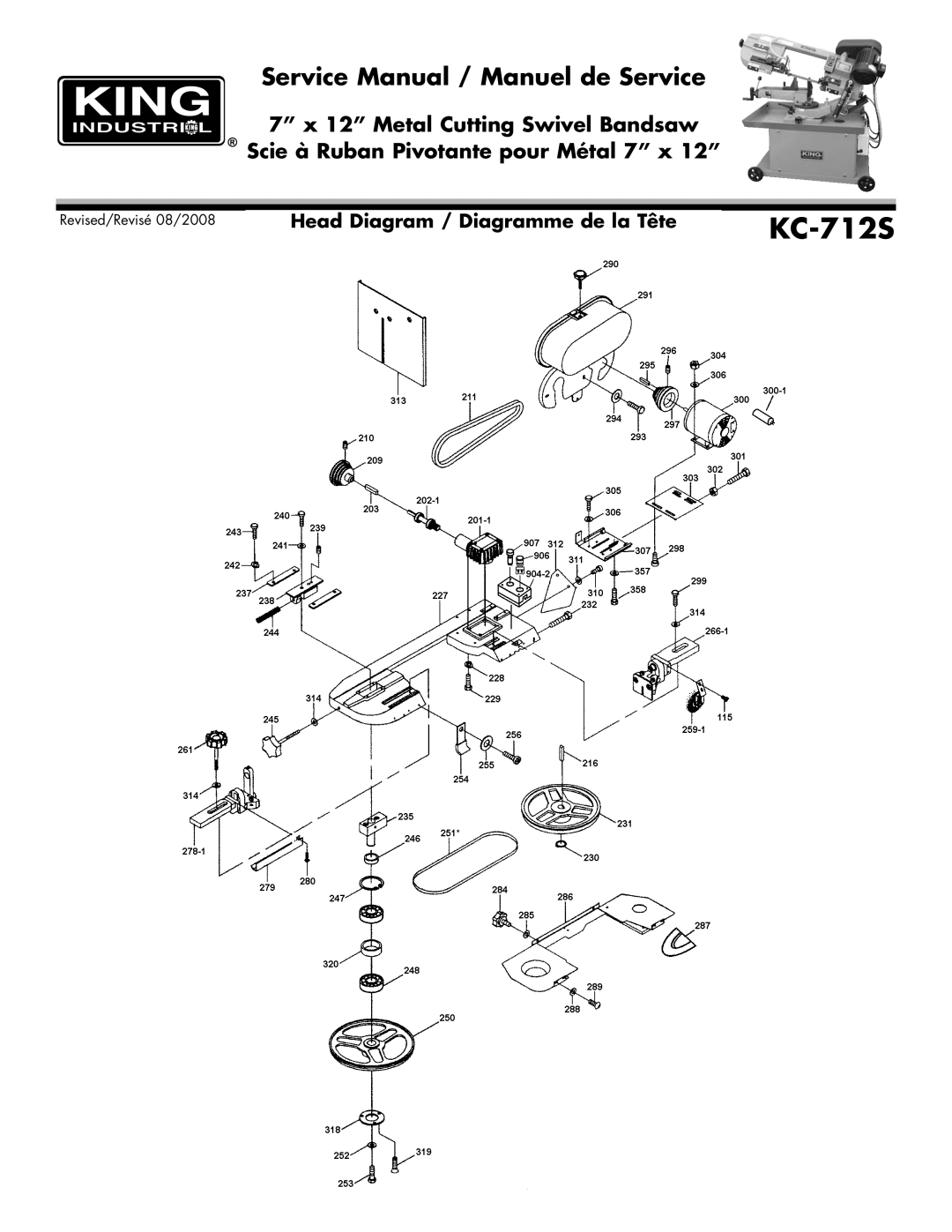 King Canada KC-712S service manual Head Diagram / Diagramme de la Tête 