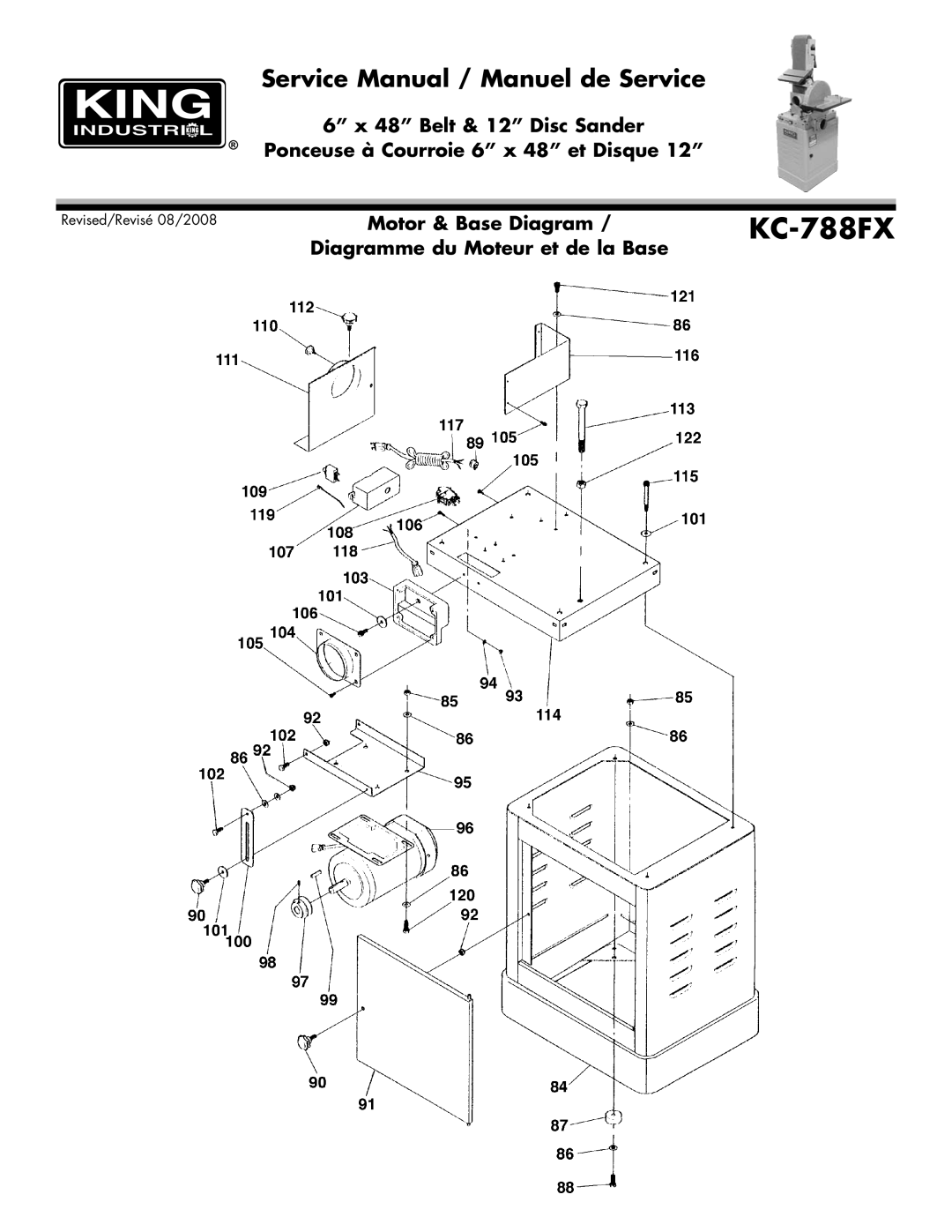 King Canada KC-788FX service manual Motor & Base Diagram 