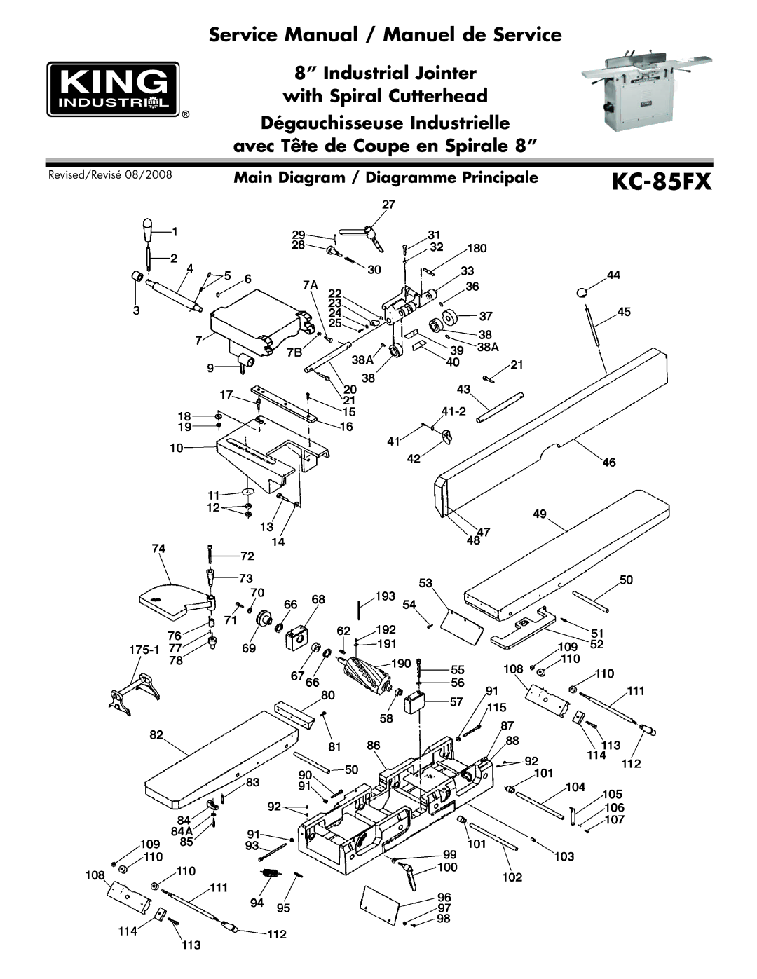 King Canada KC-85FX service manual 