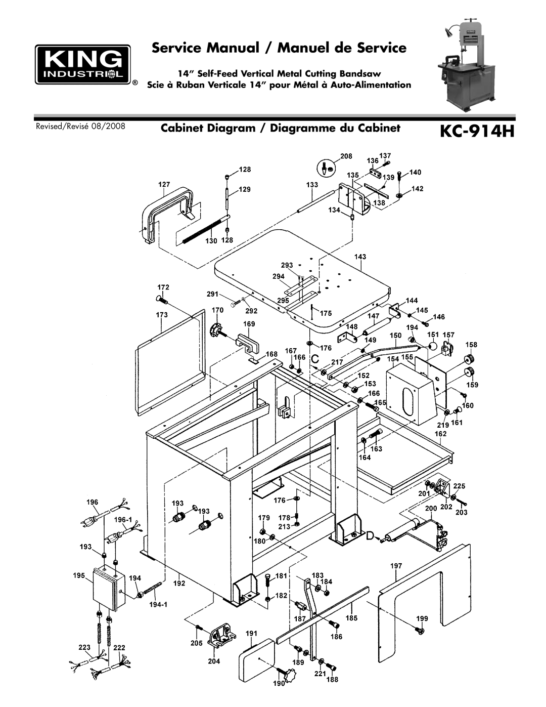 King Canada KC-914H service manual Cabinet Diagram / Diagramme du Cabinet 